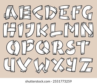 wood font shaped alphabet set