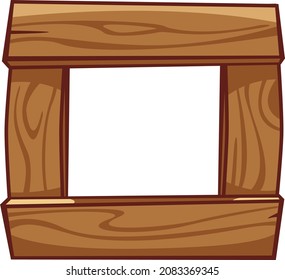 Wood frame in cartoon style vector illustration. Ui asset design, textured, detailed graphic object. 