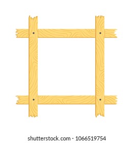Wood frame. Flat isolated vector illustration on a white background.
