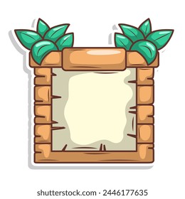 wood frame nature with leaf illustration