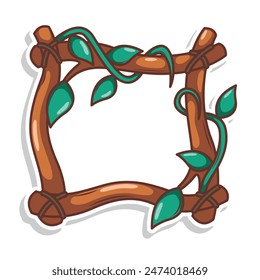 wood frame nature with leaf illustration