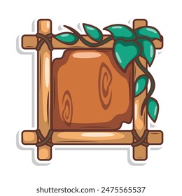 wood frame nature with leaf illustration