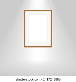 wood frames on gray wall, portrait brown wooden frame, mock up template picture frame, frames cute for photo, vintage wooden frames chic and luxury, mock-up frames for art gallery show and copy space
