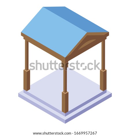 Wood gazebo icon. Isometric of wood gazebo vector icon for web design isolated on white background