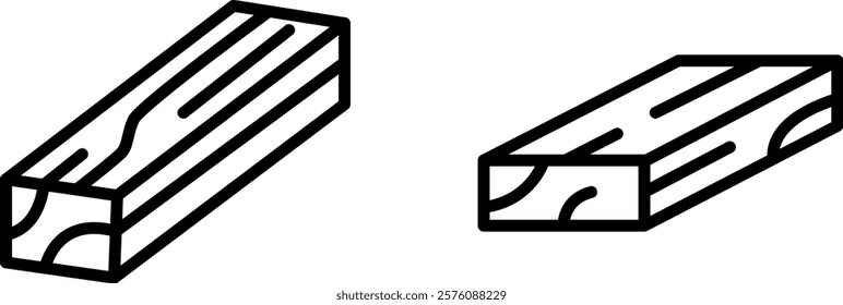 "Wood Girder Lumber Vector Icon for Construction and Structural Design"