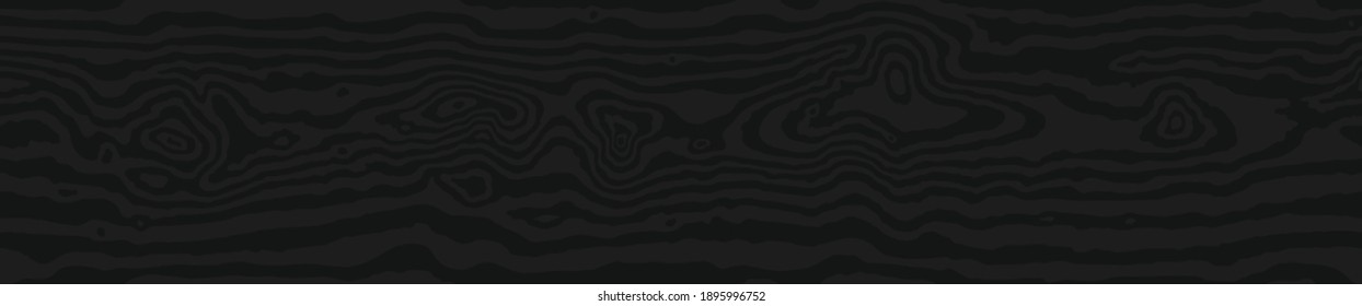 Wood grain black texture. Seamless wooden pattern. Abstract line background. Tree fiber vector illustration