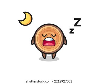wood grain character illustration sleeping at night , cute design