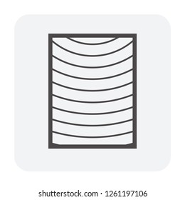 Wood with grain of end side vector icon. May called girder, lumber. Natural material by cut, process in sawmill industry for frame, beam, column or structure in house construction or woodwork.
