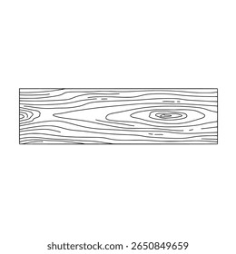 Wood grain texture outline. Wooden plank or board line art background.