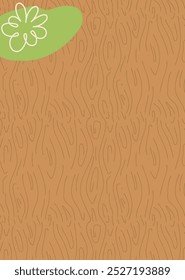 Wood grain texture pattern with flowing organic lines. Hand-drawn seamless design in earthy brown tones with a soft green accent. Stock vector illustration in minimalist, natural style.