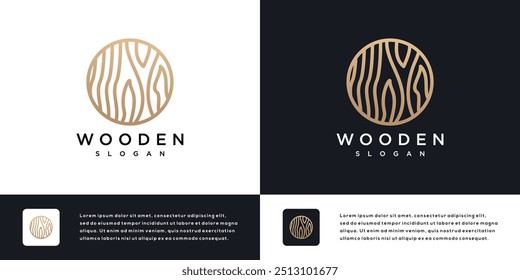 Wood grain texture vector logo design	