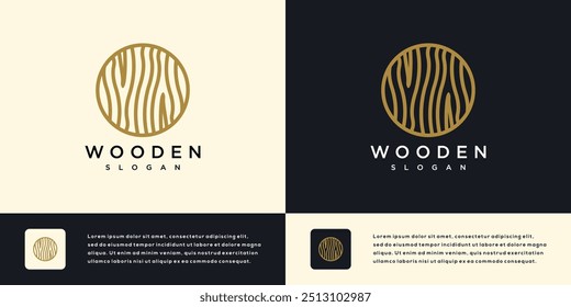 Wood grain texture vector logo design	