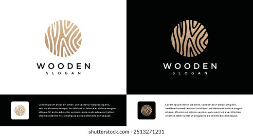 Wood grain texture vector logo design	