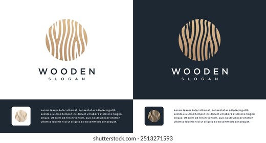 Wood grain texture vector logo design	