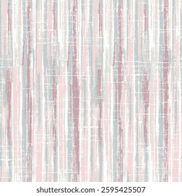 Wood Grain Textured Striped Pattern, Coastal broken dyed washed stripe seamless pattern on pastel pink background. Faded blur striped textured effect.