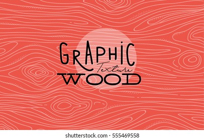 Wood graphic texture drawing with grey lines on coral background