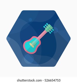 Wood guitar icon , Vector flat long shadow design.