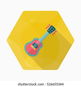 Wood guitar icon , Vector flat long shadow design.
