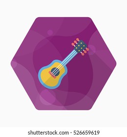 Wood guitar icon , Vector flat long shadow design.