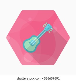 Wood guitar icon , Vector flat long shadow design.