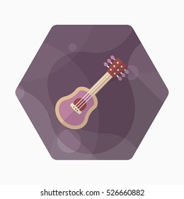 Wood guitar icon , Vector flat long shadow design.