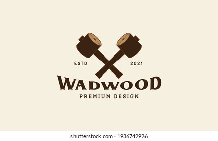 wood hammer cross texture logo symbol vector icon illustration design