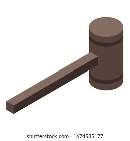 Holzhammer-Symbol. Isometrisch zur Vektorillustration von Holzhammer Symbol für Webdesign einzeln auf weißem Hintergrund
