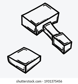 Holzhammer, Vektorsymbol. Zeichnen Skizze Illustration handgezeichnet Linie.