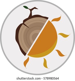 Wood and Heat/Sun - Vector Illustration
