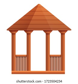 Wood Home Gazebo Icon. Cartoon Of Wood Home Gazebo Vector Icon For Web Design Isolated On White Background