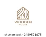 wood home logo. house builder abstract linear vector design