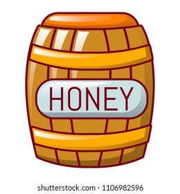 Wood honey barrel icon. Cartoon of wood honey barrel vector icon for web design isolated on white background