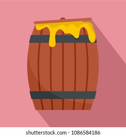 Wood honey barrel icon. Flat illustration of wood honey barrel vector icon for web design