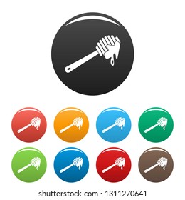 Wood honey icons set 9 color vector isolated on white for any design
