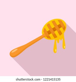 Wood honey spoon icon. Flat illustration of wood honey spoon vector icon for web design