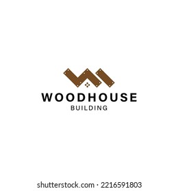 Wood house building logo design vector