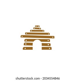 Wood house building vector template