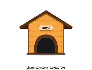 Wood house for dogs in flat style vector illustratio