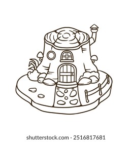 wood house fantasy good for coloring book, element design, kids education, etc