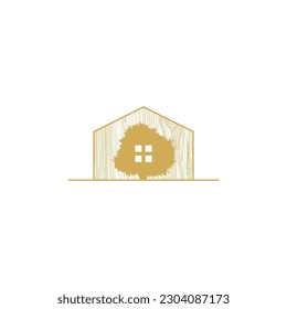 wood house home grain timber lumber logo vector icon