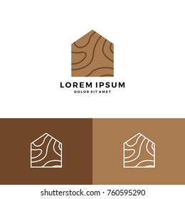 Wood House Home Grain Timber Lumber Logo Vector Icon Download