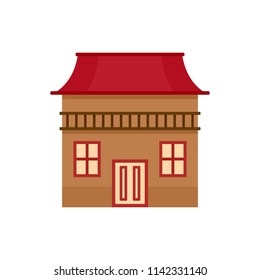 Wood house icon. Flat illustration of wood house vector icon for web isolated on white