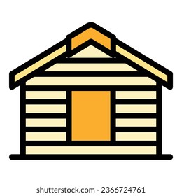 Wood house icon outline vector. Roof construction. Worker sheet color flat