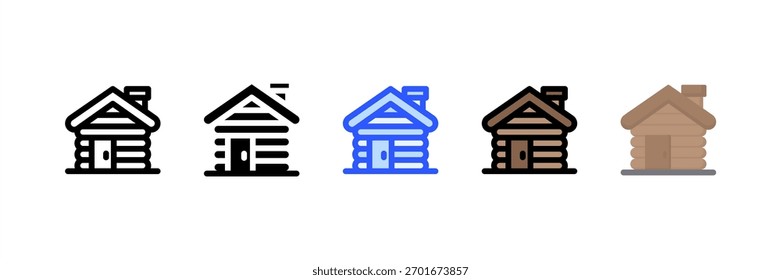Conjunto de iconos de Wood House colección de estilo múltiple. Ilustración vectorial.