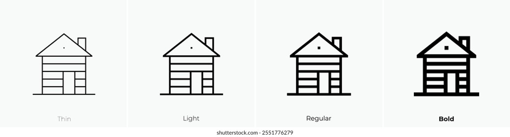 wood house icon. Thin, Light Regular And Bold style design isolated on white background