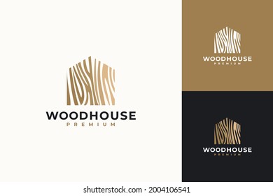 Wood House Illustration.home Logo Design