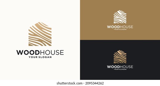 Wood house illustration.home logo design