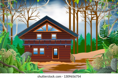wood house in the jungle