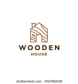 Wood House Line Logo Icon Vector Illustration