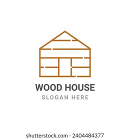 Wood house logo concept. Minimalistic wood cottage logo vector illustration